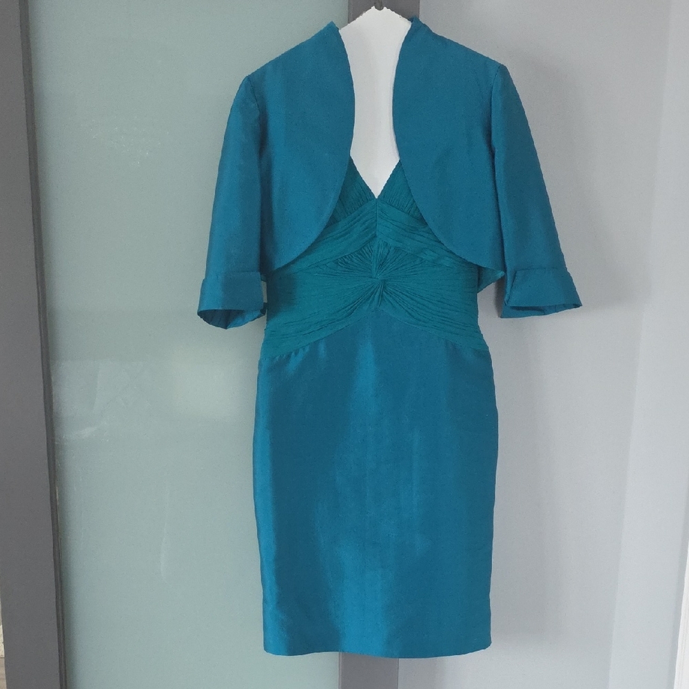 Shahani Couture Original Size 6 Elegant Satin Dress And Matching Bolero Jacket
